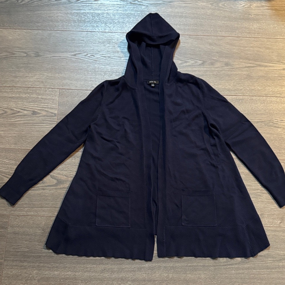 Verve ami Women's Open Cardigan Navy Hooded Size Small